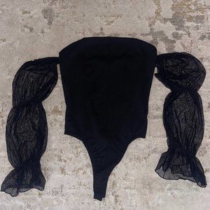 Mesh Puff Sleeve Bodysuit